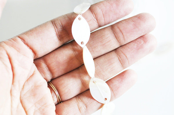 EP Perle connecteur ovale nacre blanche-beige naturelle, nacre carré,nacre naturelle, coquillage marron, 23-34mm,x5 G5137