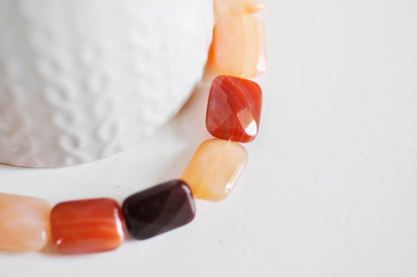 EP Perle cornaline orange naturelle rectangle, x1 fil de 13 perles (G1355)