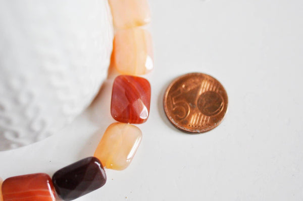 EP Perle cornaline orange naturelle rectangle, x1 fil de 13 perles (G1355)