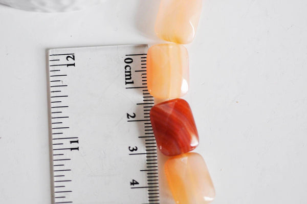 EP Perle cornaline orange naturelle rectangle, x1 fil de 13 perles (G1355)