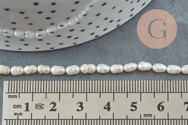 EP-Perle eau douce naturelle blanche 3-6mm grade A, x1 fil de 35cm (G0145)