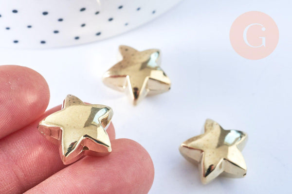 EP- Perle étoile plastique doré 18mm , perle plastique doré création bijoux,x 10 perles G6400