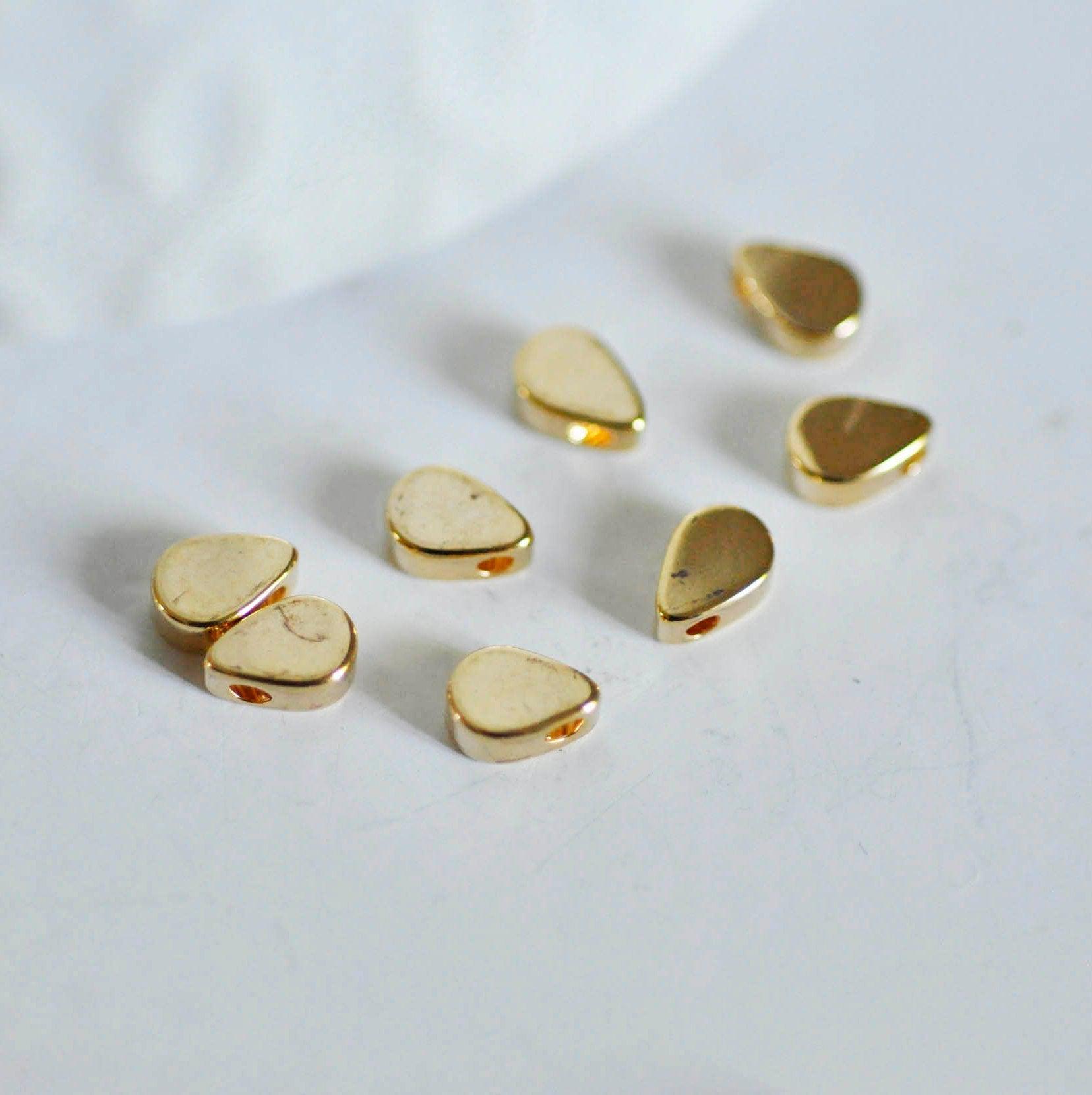 EP Perle goutte laiton doré 18k,perle dorée or,fournitures créatives, sans nickel,creation bijoux,perle géométrique,6mm,x 30-G34