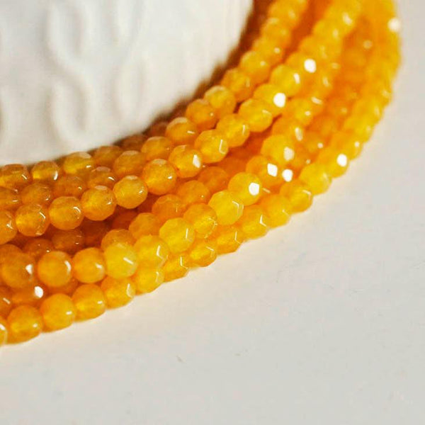 EP Perle jade jaune vif,perle jade,pierre naturellel,perle pierre, facette,jade,4mm,fil de 37cm, x1 G7460