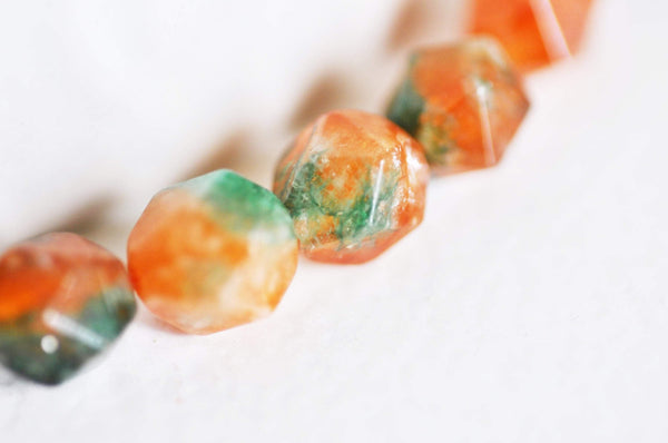 EP Perle jade orange facettes 8mm, x1 fil 45 perles (G3043)