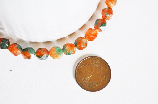 EP Perle jade orange facettes 8mm, x1 fil 45 perles (G3043)