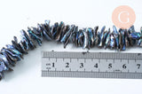 EP-Perle keshi naturelle noire 4-13mm, x1 fil de 90 perles (G6175)