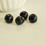 EP-Perle porcelaine noire striée 13mm, x5 G1888