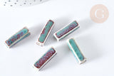 EP Perle porcelaine rectangle bleu clair 25~29mm,création bijoux céramique, x 5 G7480