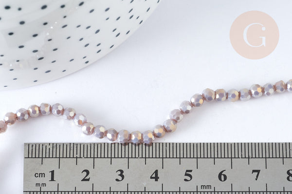 EP-Perle ronde cristal facetté taupe rose 4mm, le fil de 37.8cm G7239