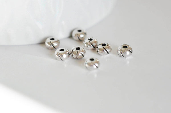 EP Perle ronde intercalaire argent gravé, perles argent,création bijoux,rondelles, perles intercalaires,x 10,5.5mm,G2543