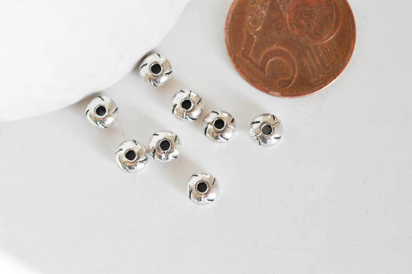 EP Perle ronde intercalaire argent gravé, perles argent,création bijoux,rondelles, perles intercalaires,x 10,5.5mm,G2543