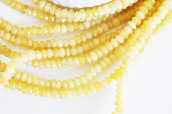 EP Perle rondelle jade jaune naturelle 5x3mm, x1 fil 115 perles (G1705)