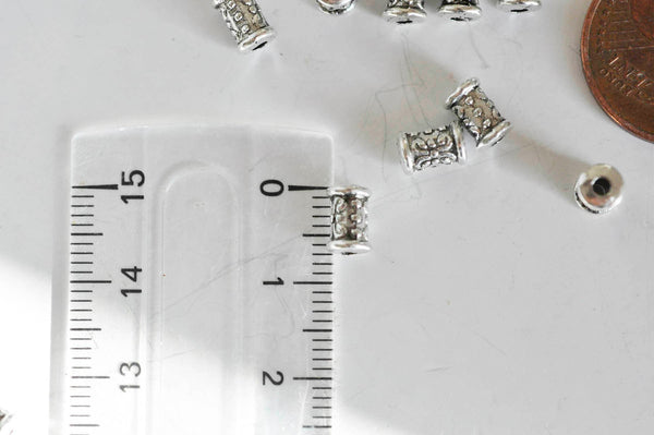 EP Perle tube intercalaire argent gravé, fournitures créatives, perles argent, création bijoux,rondelles, perles intercalaires,x 10, 7mm
