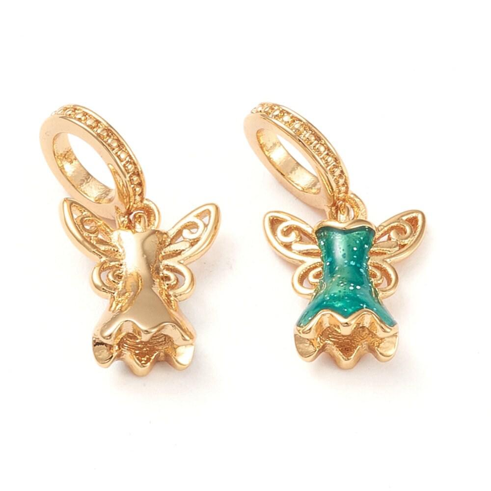 EP Perles avec un grand trou , Plaqué longue durée, jupe de fée, véritable 18k plaqué or, couleur mixte