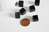EP Perles carrées noires, fourniture créative, perles verre tchèque, perles verre, verre noir, creation bijoux, lot 5 perles,11mm-G2196