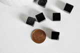 EP Perles carrées noires, fourniture créative, perles verre tchèque, perles verre, verre noir, creation bijoux, lot 5 perles,11mm-G2196