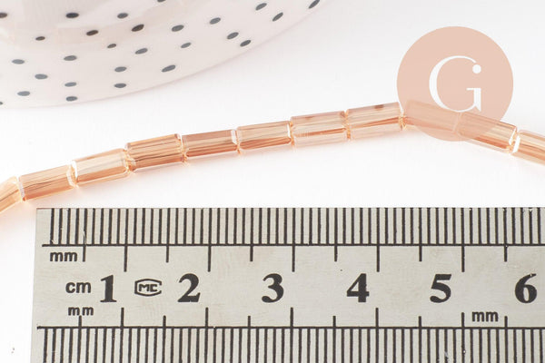 EP-Perles facette rectangulaire verre irisé beige, x1 fil de 80 perles G1501