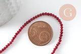 EP-Perles jade bordeau 2mm, jade naturel, perles bijoux,2mm,fil de 38 cm, x1 (G2001)