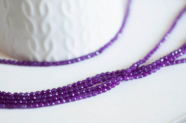 EP Perles jade violet facetté 2mm, jade naturel, perle pierre, pierre précieuse,perles bijoux,2mm,fil 180 perles, G0924