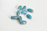 EP Perles ovales porcelaine bleue,perles céramique, porcelaine émaillée,perle ovales, création bijoux, 1.6cm, x5 G1948