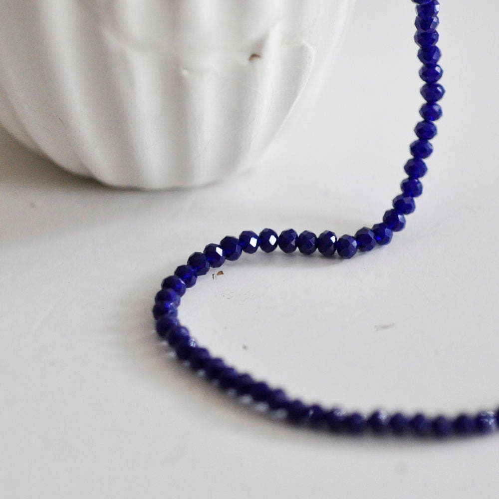 EP-Perles toupies bleu, perles bijoux, perle cristal bleu,bleu marine,Perle verre facette,création bijou, fil de 150, 3mm-G619