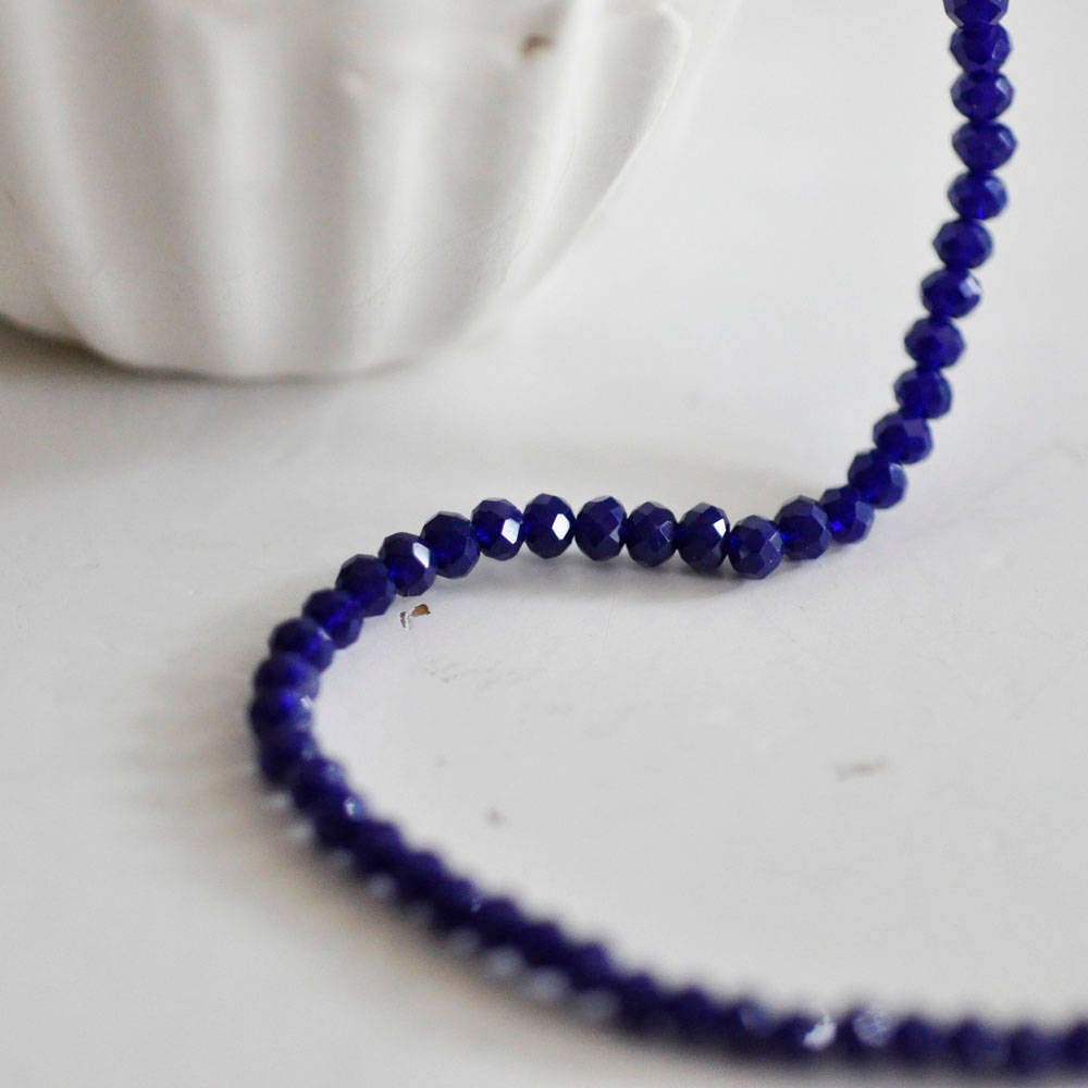 EP-Perles toupies bleu, perles bijoux, perle cristal bleu,bleu marine,Perle verre facette,création bijou, fil de 150, 3mm-G619