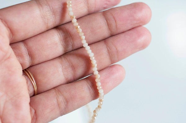 EP Perles toupies cristal beige irisé, perles bijoux, perle cristal,Perle verre facette,création bijoux, fil de 200, 2.5mm-G2005