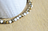 EP-Perles toupies cristal blanc doré 6x5mm x1 fil de 90, G4693