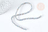 EP-Perles toupies cristal gris transparent irisé gris 3.5x2.5mm, perles bijoux, perle cristal,Perle verre facette, fil 25.4cm G8594