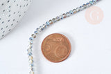 EP-Perles toupies cristal gris transparent irisé gris 3.5x2.5mm, perles bijoux, perle cristal,Perle verre facette, fil 25.4cm G8594