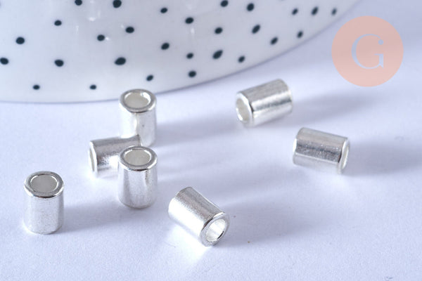 EP-Perles tube argentées zamac 8mm, x 20 (G0154)