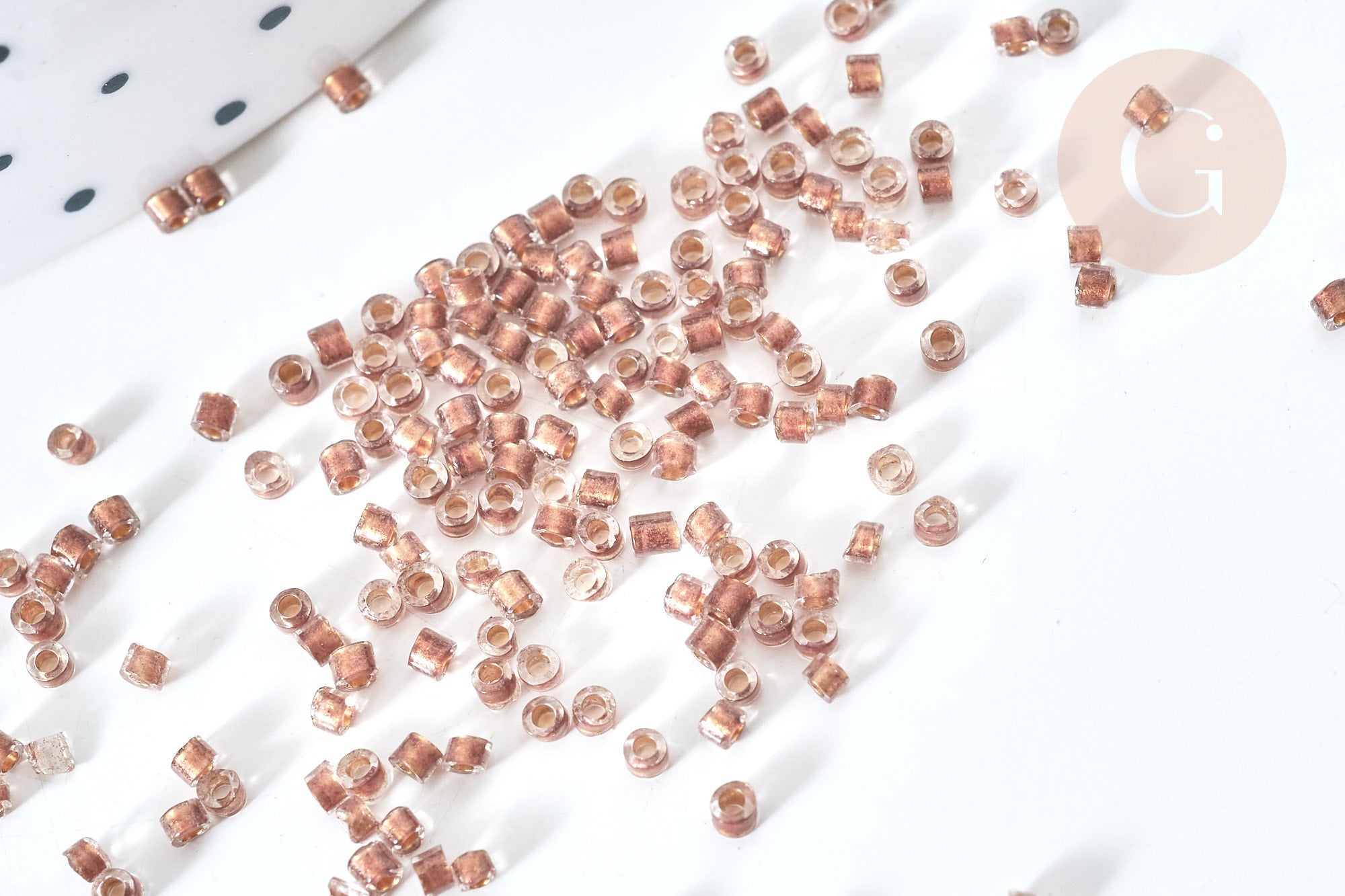 EP-Perles tube verre marron transparent façon Delica miyuki, x1 sachet de 8g (G7778)