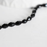 EP Perles verre noir, Perles verre, perle forme ovale, fourniture créative, grain de riz, verre noir, création bijoux, fil de 70-G564