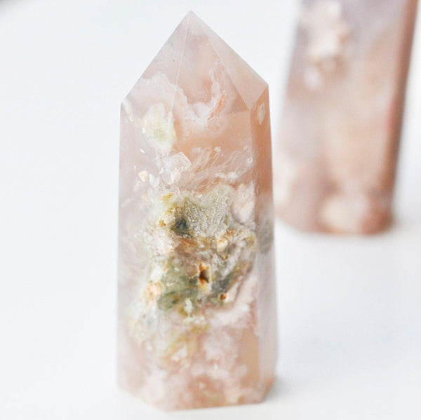 EP Pointe agate fleur naturelle roulée, agate fleur naturelle, pierre semi-precieuse, séance lithothérapie, la pièce G4868