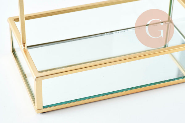 EP-Présentoir à bijoux fer doré miroir, présentoir pour rangement de bijoux, x1 G9395