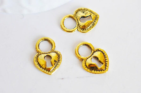 EP RUPTURE Pendentif coeur laiton doré , pendentif sans nickel,creation bijoux,coeur doré, pendentif laiton doré,17mm,x 5-G949