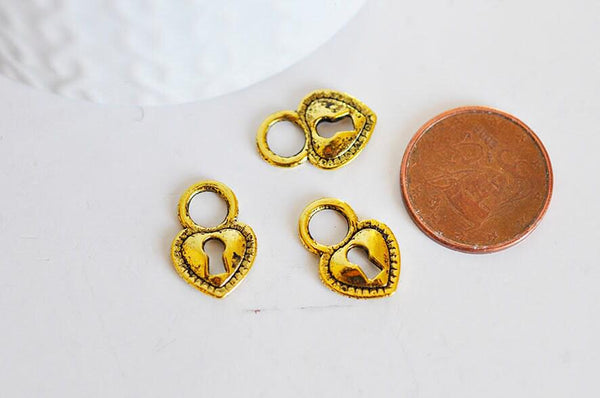 EP RUPTURE Pendentif coeur laiton doré , pendentif sans nickel,creation bijoux,coeur doré, pendentif laiton doré,17mm,x 5-G949