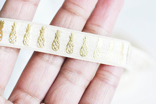 EP -Ruban élastique écru or ananas EFJF, fabrication bijoux,bracelet EVJF,ruban mariage,fourniture créative, scrapbooking,16mm,1 mètre-G1585