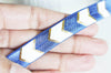 EP Ruban élastique motif chevron bleu or EFJF,fabrication bijoux, bracelet EVJF,ruban mariage,scrapbooking,16mm,1 mètre-G1572