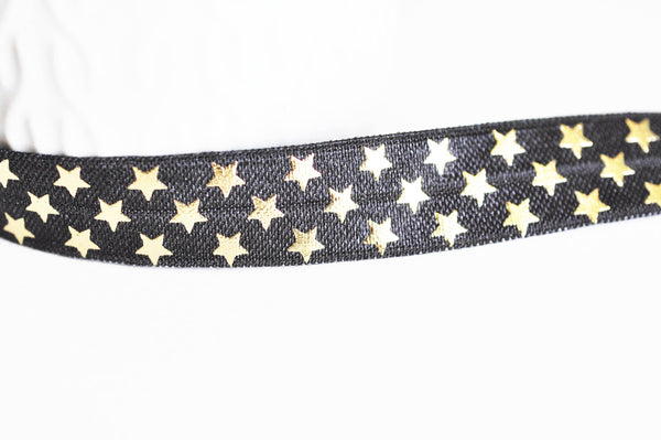 EP Ruban élastique noir et or étoiles, bracelet EVJF,16mm,1 mètre x1 G1758