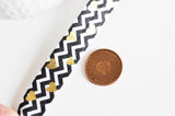 EP Ruban élastique zigzags coeurs or EFJF 16mm,1 mètre-G1584