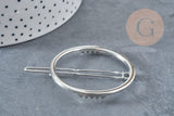 Support barrette clip ronde métal argenté 47mm, x1 (G8834)