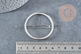 Support barrette clip ronde métal argenté 47mm, x1 (G8834)