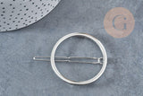 Support barrette clip ronde métal argenté 47mm, x1 (G8834)
