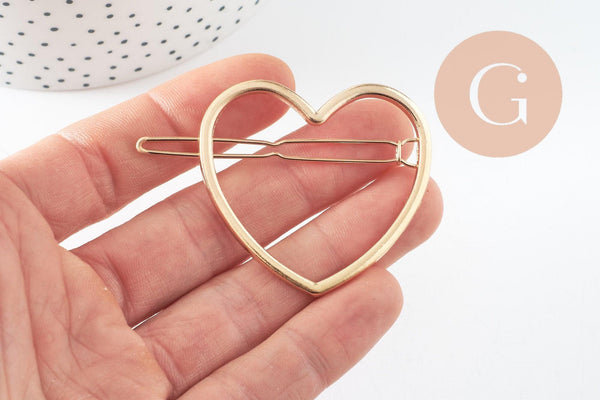 EP-Support barrette coeur zamac doré 48.5mm, x1 (G4387)