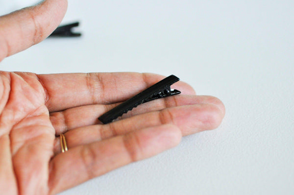 EP Supports barrette métal noir sans plateau, pince crocodile,accessoires cheveux, fabrication bijoux, x 2, 4.6cm-G1410