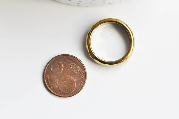 EP bague hématite doré facetté 19mm, x1 (G3457)