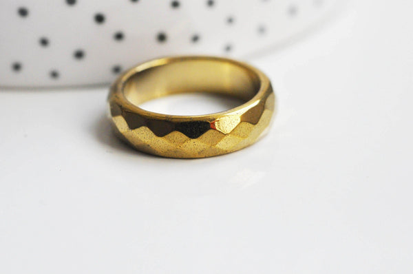 EP bague hématite doré facetté 19mm, x1 (G3457)