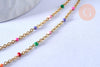EP-chaine de cheville acier doré 14k résine multicolore chaine doree 1.5-2mm/23cm, x1 (G3662)
